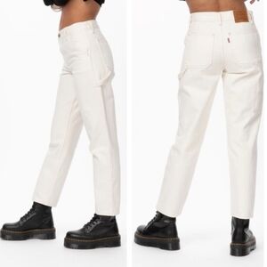 Levi's Premium Carpenter Boy Jean Size 26 Women's Utility Off White Straight Leg